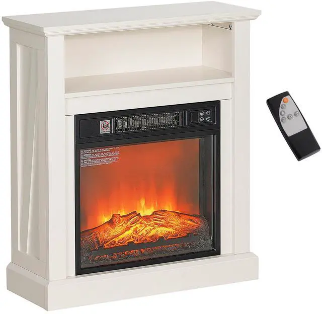 Main image of HOMCOM 27" Electric Fireplace with Mantel Surround, 1400W Replaceable Fireplace Insert Heater with Realistic Log and Flame Effect, Remote Control, Freestanding Fireplace Heater for Living Room, White