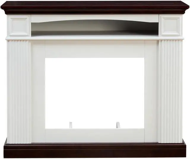 Main image of Farmhouse style fireplace TV stand for living room or bedroom to store CDs, remotes and other media or gaming devices. Creates the perfect ambiance, and it's a great way to display your favorite decor