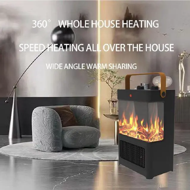 Alt view image 4 of 7 - Electric Fireplace Heater for Indoor Use, 1500W Space Heater Fireplace with 3D LED Flame, Double Safety Protection, Portable Fireplace Heater for Home Office Christmas Decoration