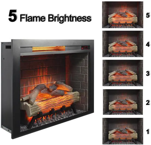 Alt view image 5 of 7 - 28 inch Infrared Electric Fireplace Insert, Touch Panel Home Decor Heater, Smokeless Firebox With fixed Trim Kit.With Crackling Sound