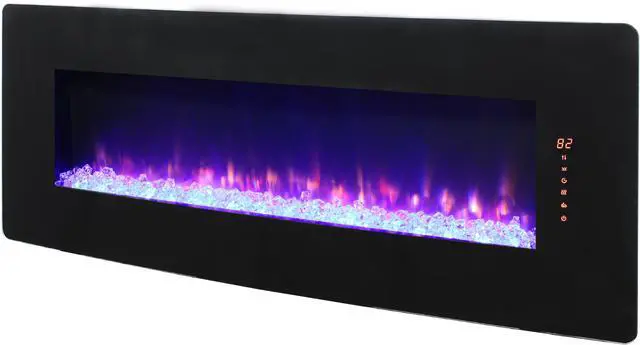Alt view image 4 of 7 - 48 inch Curved Front Wall Mounted Electric Fireplace with remote and multi color flame & emberbed