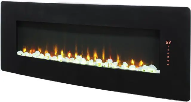 Alt view image 6 of 7 - 48 inch Curved Front Wall Mounted Electric Fireplace with remote and multi color flame & emberbed