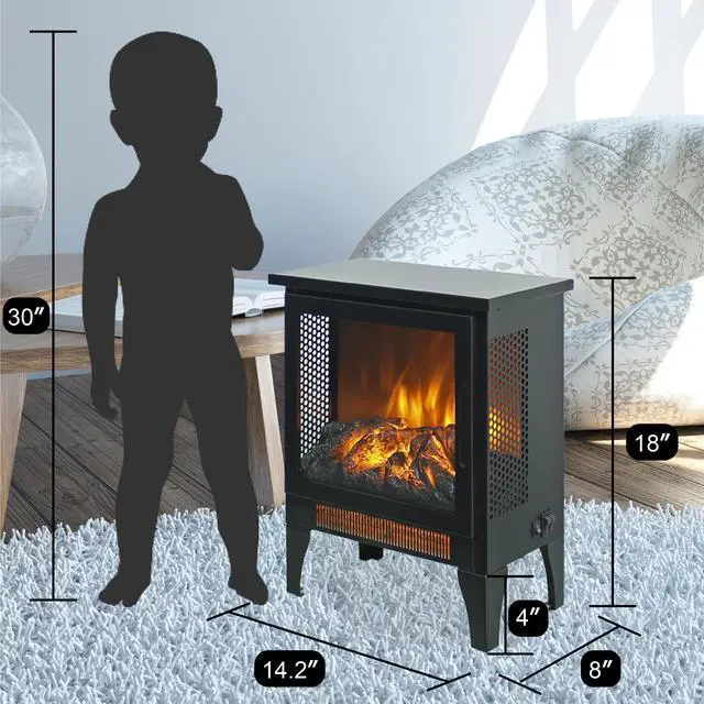 Alt view image 2 of 7 - 17 inch Freestanding Electric Fireplace Stove heater with 3D Flame effect