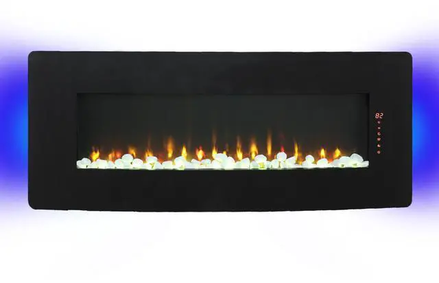 Alt view image 7 of 7 - 48 inch Curved Front Wall Mounted Electric Fireplace with remote and multi color flame & emberbed