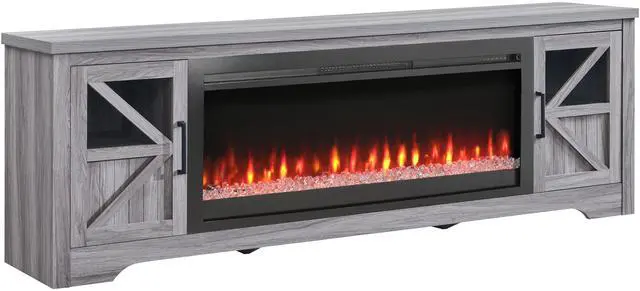 Alt view image 4 of 7 - 75" Fireplace TV Stand for TVs up to 80",with 44" Electric Fireplace