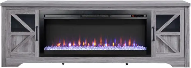 Alt view image 3 of 7 - 75" Fireplace TV Stand for TVs up to 80",with 44" Electric Fireplace