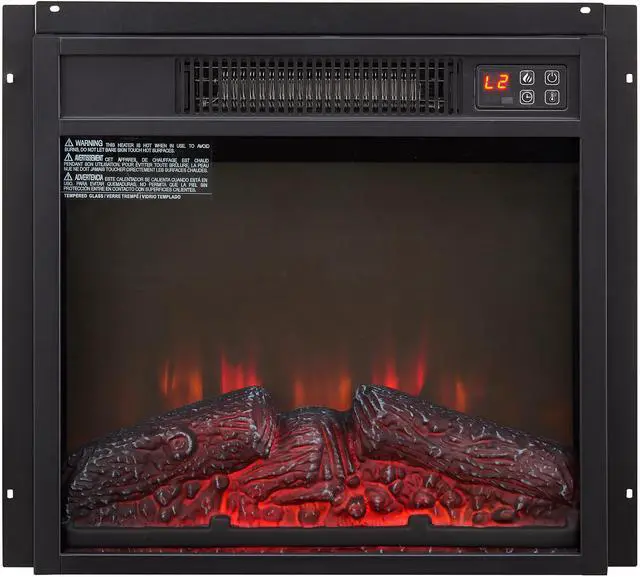 Alt view image 5 of 7 - Electric Fireplace Insert 18" 1400W 120V ,Equipped with remote control, ultra thin heater with log set & realistic flame - BLACK