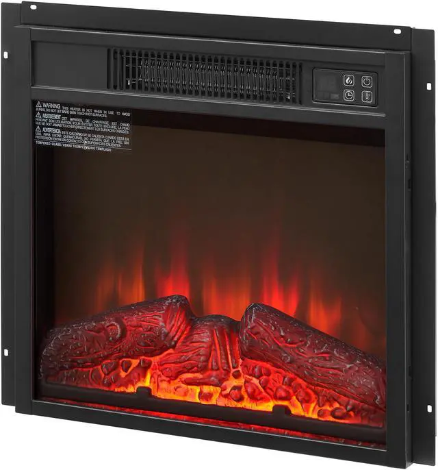 Alt view image 6 of 7 - Electric Fireplace Insert 18" 1400W 120V ,Equipped with remote control, ultra thin heater with log set & realistic flame - BLACK