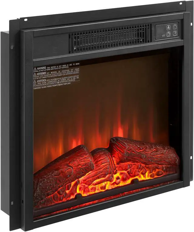Alt view image 4 of 7 - Electric Fireplace Insert 18" 1400W 120V ,Equipped with remote control, ultra thin heater with log set & realistic flame - BLACK