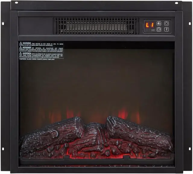 Alt view image 7 of 7 - Electric Fireplace Insert 18" 1400W 120V ,Equipped with remote control, ultra thin heater with log set & realistic flame - BLACK