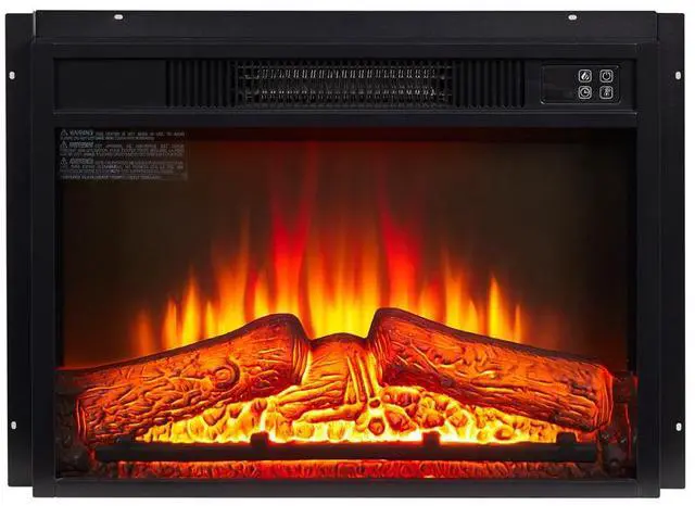 Alt view image 2 of 7 - Electric Fireplace Insert 23" 1400W 120V ,Equipped with remote control, ultra thin heater with log set & realistic flame - BLACK