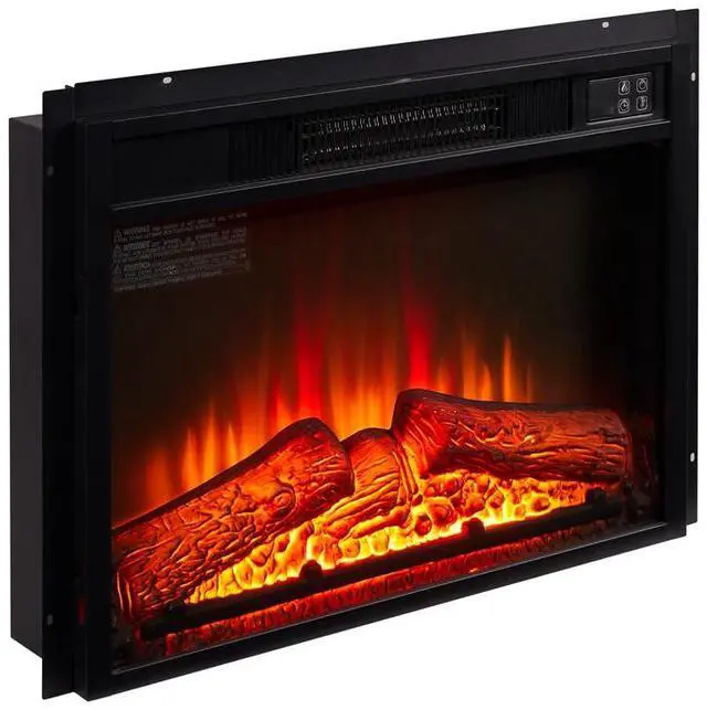 Alt view image 3 of 7 - Electric Fireplace Insert 23" 1400W 120V ,Equipped with remote control, ultra thin heater with log set & realistic flame - BLACK