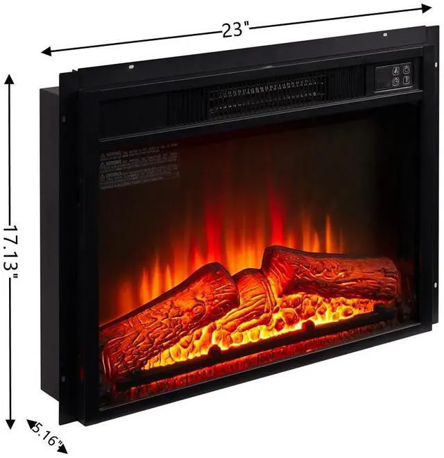 Alt view image 7 of 7 - Electric Fireplace Insert 23" 1400W 120V ,Equipped with remote control, ultra thin heater with log set & realistic flame - BLACK