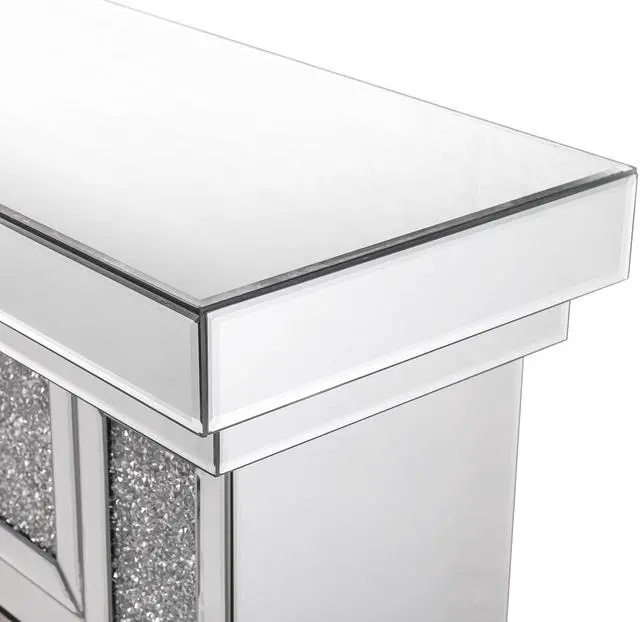 Alt view image 4 of 6 - W 47 inch  X D 12.6 inch X H 41.7 inch  Acrylic diamond mirror mantelpiece, separate mantelpiece  Built-in filling: acrylic high imitation drill, 1500 W electric heating furnace