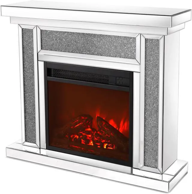 Alt view image 6 of 6 - W 47 inch  X D 12.6 inch X H 41.7 inch  Acrylic diamond mirror mantelpiece, separate mantelpiece  Built-in filling: acrylic high imitation drill, 1500 W electric heating furnace