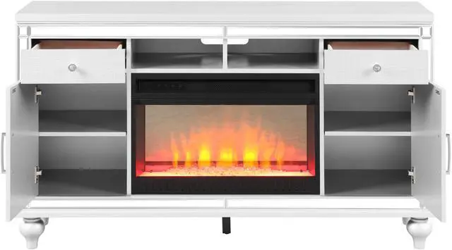 Alt view image 2 of 5 - TV Stand With Electric Fireplace in White