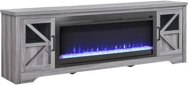 Alt view image 2 of 7 - 75" Fireplace TV Stand for TVs up to 80",with 44" Electric Fireplace