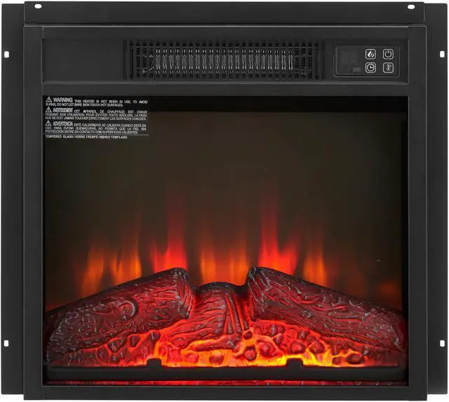Alt view image 2 of 7 - Electric Fireplace Insert 18" 1400W 120V ,Equipped with remote control, ultra thin heater with log set & realistic flame - BLACK