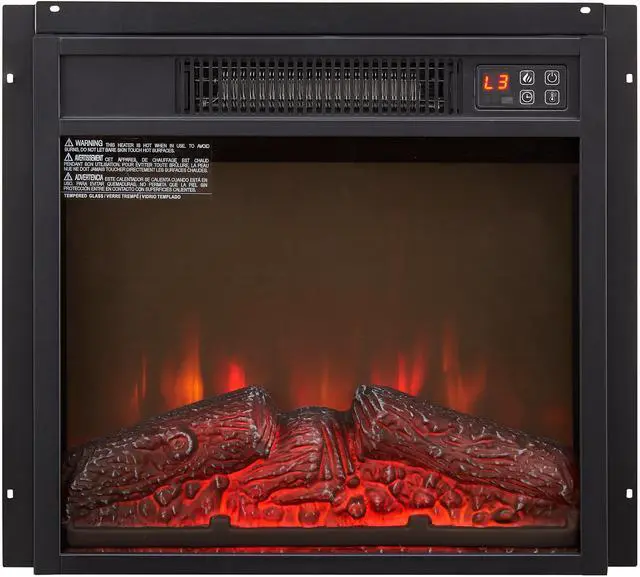 Alt view image 3 of 7 - Electric Fireplace Insert 18" 1400W 120V ,Equipped with remote control, ultra thin heater with log set & realistic flame - BLACK