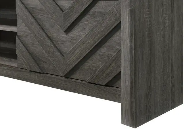 Alt view image 5 of 5 - 1pc Rustic Geometric Design Contemporary Traditional Interiors Entertainment Console TV Stand Living Room Furniture Grey