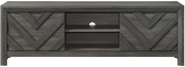 Alt view image 2 of 5 - 1pc Rustic Geometric Design Contemporary Traditional Interiors Entertainment Console TV Stand Living Room Furniture Grey