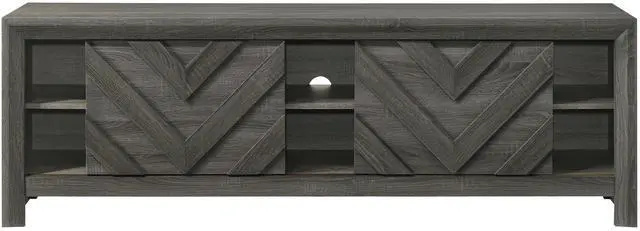 Alt view image 3 of 5 - 1pc Rustic Geometric Design Contemporary Traditional Interiors Entertainment Console TV Stand Living Room Furniture Grey