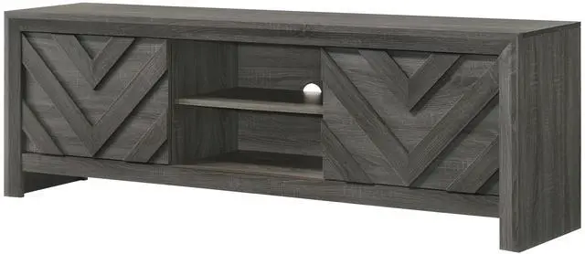 Alt view image 4 of 5 - 1pc Rustic Geometric Design Contemporary Traditional Interiors Entertainment Console TV Stand Living Room Furniture Grey