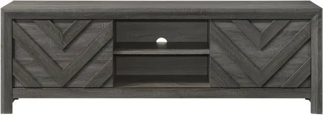 Main image of 1pc Rustic Geometric Design Contemporary Traditional Interiors Entertainment Console TV Stand Living Room Furniture Grey