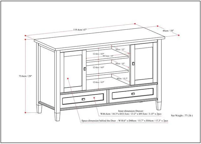 Alt view image 7 of 7 - Warm Shaker - TV Media Stand - Light Golden Brown