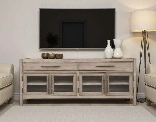 Alt view image 5 of 5 - 65 inch TV Stand Console, No Assembly Required, White Oak Finish