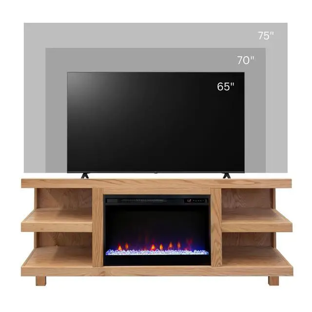 Alt view image 2 of 7 - Laurel Canyon 65 inch Fireplace TV Stand for TVs up to 75 inches, Minimal Assembly, Natural Finish