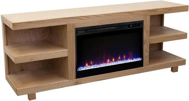 Alt view image 4 of 7 - Laurel Canyon 65 inch Fireplace TV Stand for TVs up to 75 inches, Minimal Assembly, Natural Finish