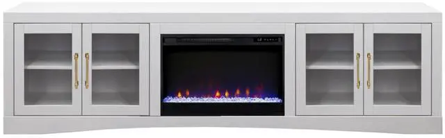 Alt view image 4 of 6 - Heritage 94 inch Fireplace TV Stand, for TVs up to 100 inches, White Finish