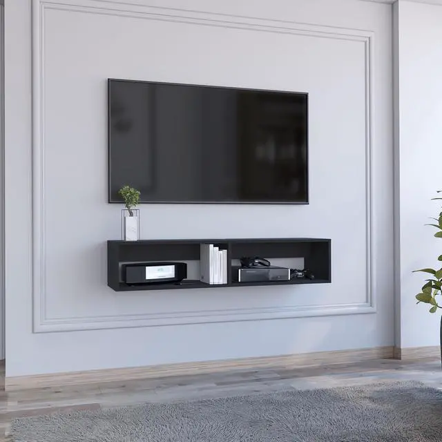 Main image of Rockwood Floating TV Stand with Open Storage Shelves and Cable Management