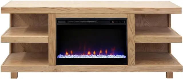 Alt view image 3 of 7 - Laurel Canyon 65 inch Fireplace TV Stand for TVs up to 75 inches, Minimal Assembly, Natural Finish
