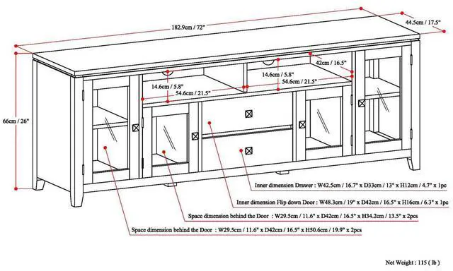 Alt view image 7 of 7 - Cosmopolitan - 72" Wide TV Media Stand - Light Golden Brown
