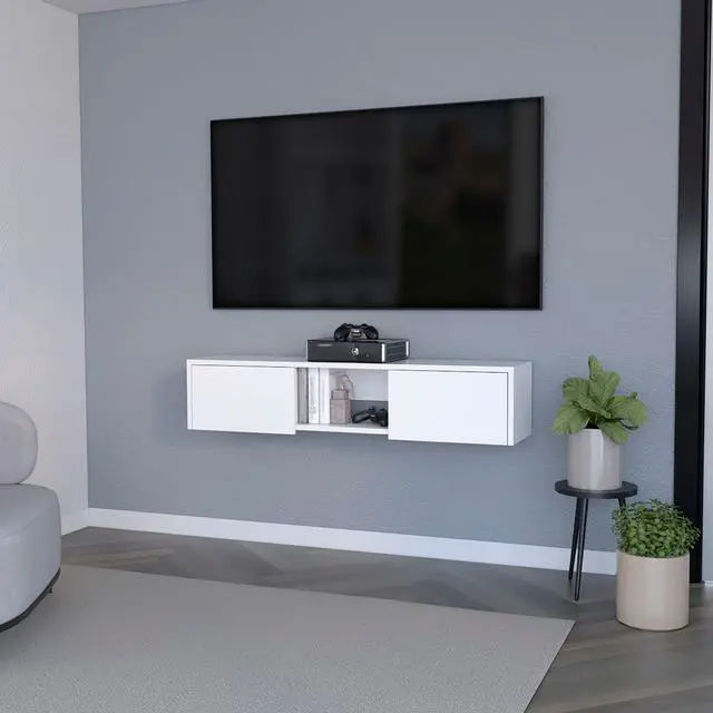 Main image of White 2-Door Floating TV Stand