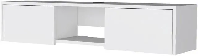 Alt view image 3 of 6 - White 2-Door Floating TV Stand