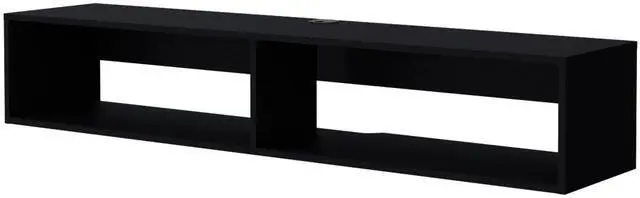 Alt view image 2 of 5 - Black 2-Shelf Central Floating Media Rack