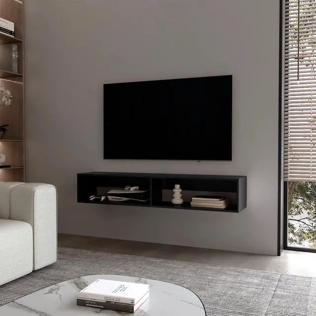 Main image of Black 2-Shelf Central Floating Media Rack