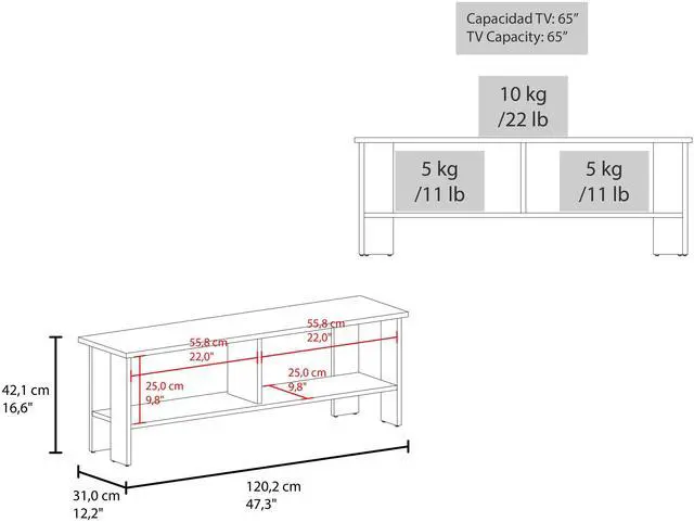 Alt view image 6 of 6 - Stained Walnut TV Stand with Open Storage