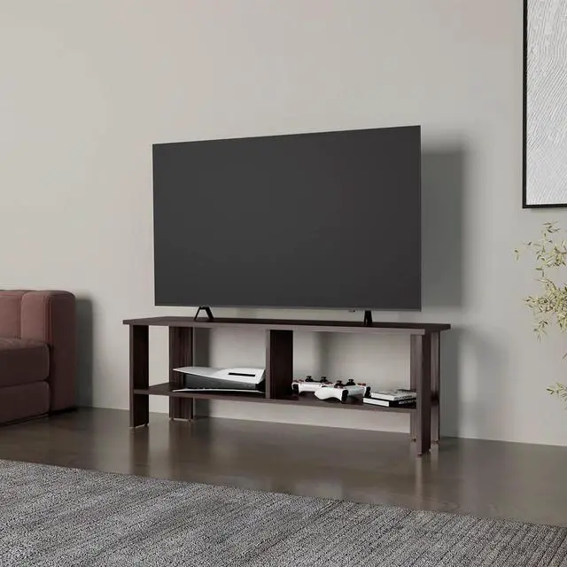 Main image of Stained Walnut TV Stand with Open Storage