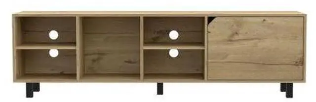 Alt view image 4 of 5 - Valdivia Tv Stand for TV´s up 70", Four Open Shelves, Five Legs -Light Oak