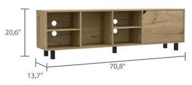 Alt view image 5 of 5 - Valdivia Tv Stand for TV´s up 70", Four Open Shelves, Five Legs -Light Oak