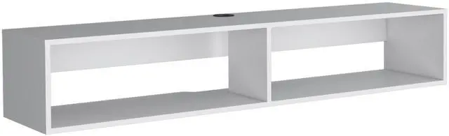Alt view image 2 of 7 - Warrior 59" Floating Tv Stand with Two open shelves, media compartments and cable management White