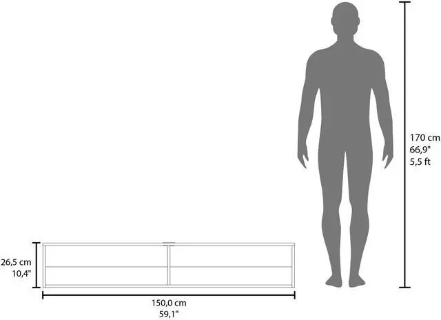 Alt view image 4 of 7 - Warrior 59" Floating Tv Stand with Two open shelves, media compartments and cable management White