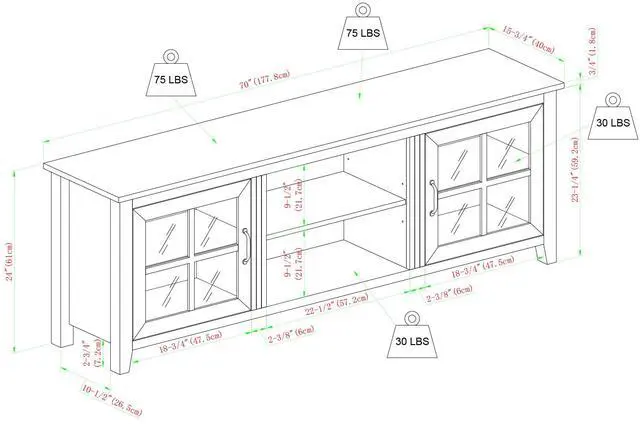 Alt view image 6 of 6 - Modern Farmhouse 2-Door Glass Windowpane 70" TV Stand for 80" TVs - Grey Wash