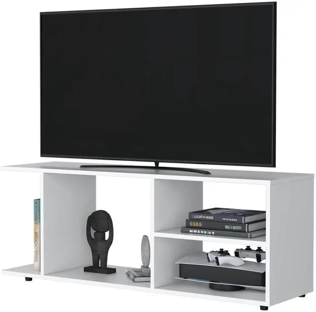 Alt view image 4 of 7 - Tubac TV Rack in Melamine with Open Storage, White