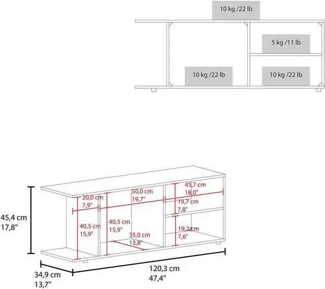Alt view image 3 of 7 - Tubac TV Rack in Melamine with Open Storage, White