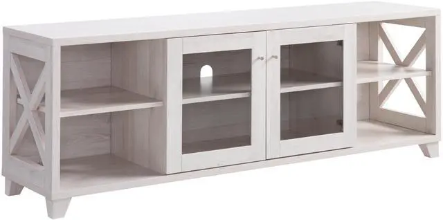 Alt view image 3 of 5 - 60" Farmhouse Home Entertainment Center, TV Stand with 4 Shelves and Transparent Center Cabinet